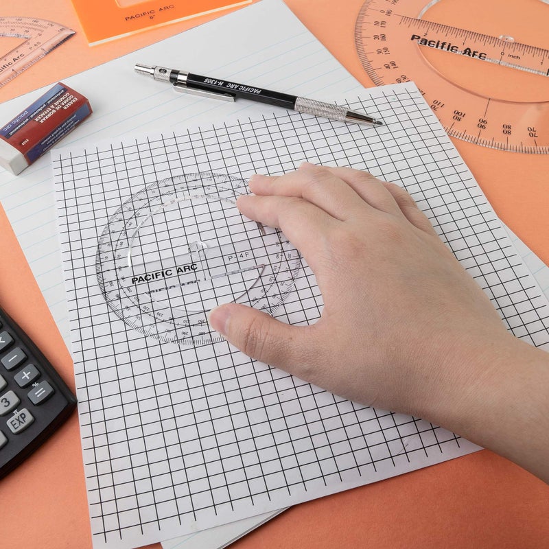 Pacific Arc's 8 Inch 360 Degree Plastic Circular Protractor Clear - Image 3